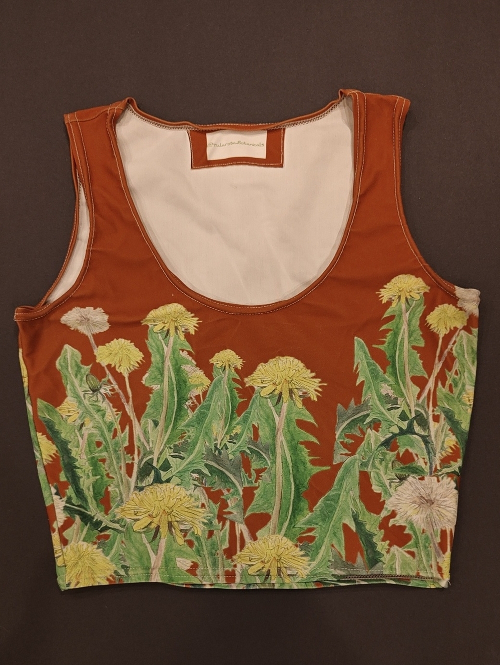 Rust Floral Print Crop Top Tank
